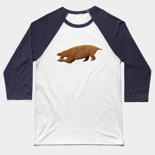 Aulacephalodon -- Late Permian Dicynodont Synapsid Baseball T-Shirt by BryPK